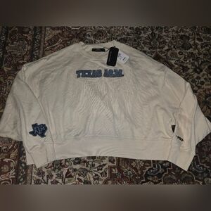 Champion Off-White Sweatshirt with Blue Texas A&M Design